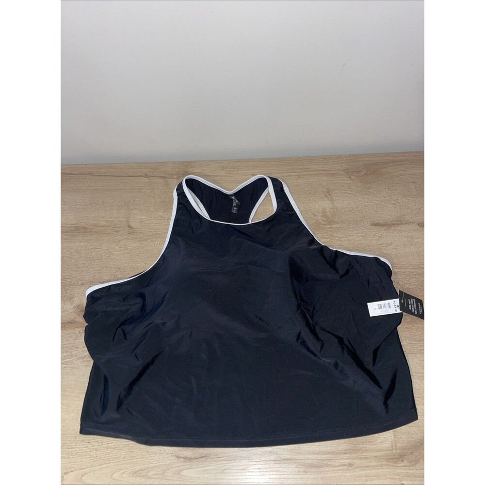 Torrid Swim Top 5 Plus Black White Racerback Tankini Tummy Control Wirefree NWT